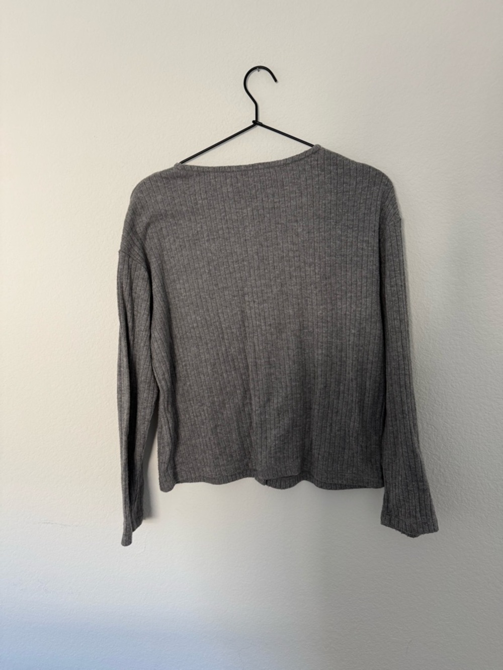 Madewell Heather Gray Ribbed Button-Front Cardigan - Picture 3 of 5